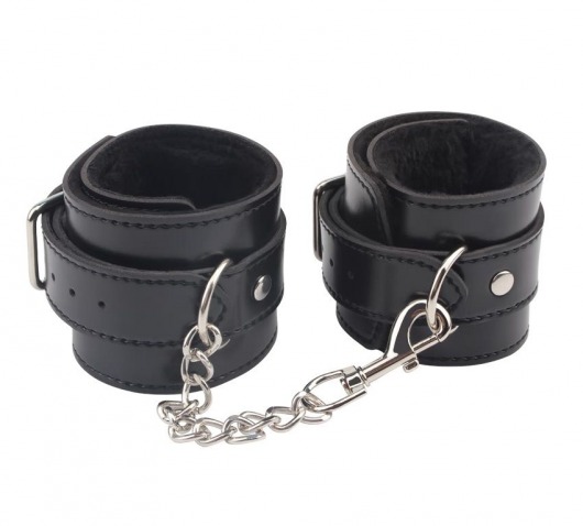 Черные оковы на ноги Obey Me Leather Ankle Cuffs - Chisa - купить с доставкой в Костроме