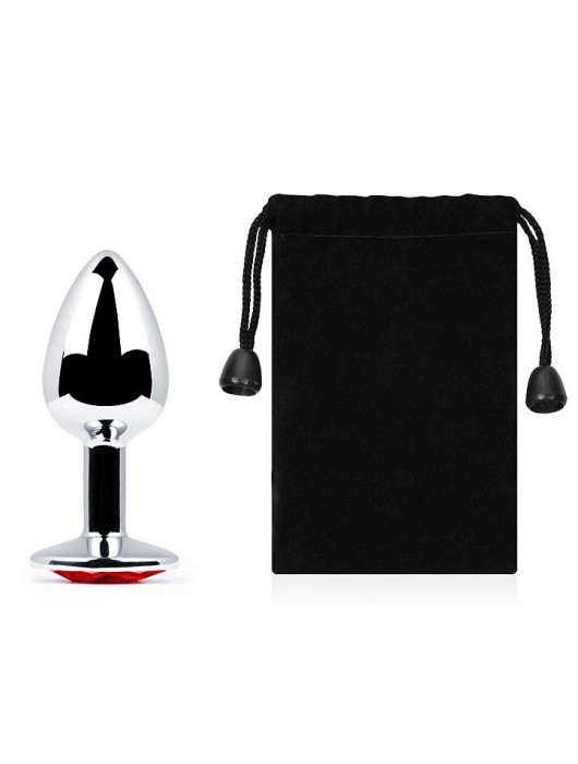 Серебристая анальная пробка с красным стразом - 7,2 см. - Anal Jewelry Plug - купить с доставкой в Костроме