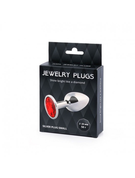 Серебристая анальная пробка с красным стразом - 7,2 см. - Anal Jewelry Plug - купить с доставкой в Костроме