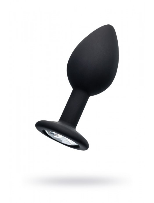 Черная анальная втулка с прозрачным стразом - 7,2 см. - POPO Pleasure - купить с доставкой в Костроме