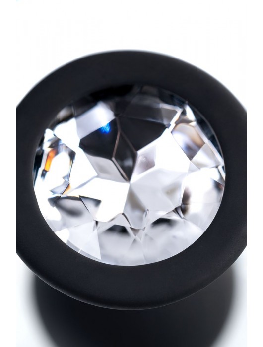 Черная анальная втулка с прозрачным стразом - 7,2 см. - POPO Pleasure - купить с доставкой в Костроме