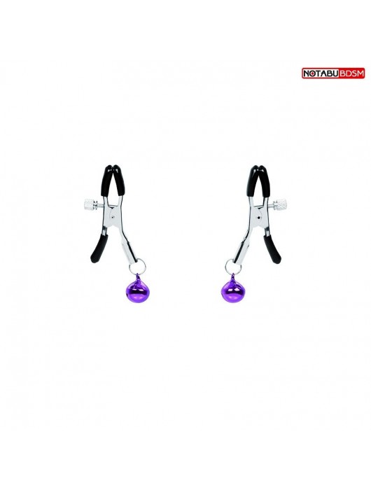 Оригинальные зажимы на соски с фиолетовыми шариками - Notabu - купить с доставкой в Костроме