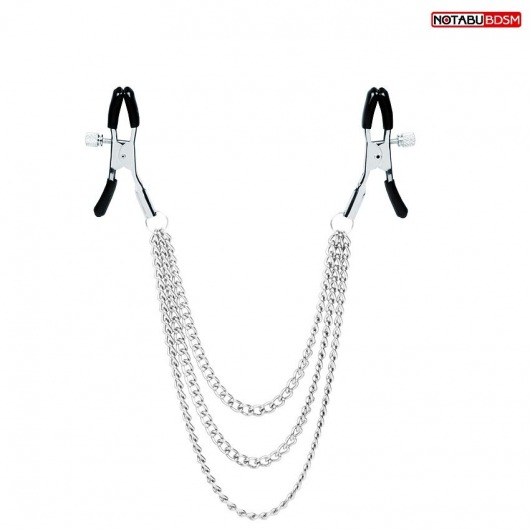 Оригинальные зажимы на соски с тройной цепочкой - Notabu - купить с доставкой в Костроме