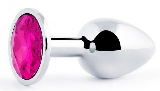 Серебристая анальная пробка с малиновым кристаллом - 7,2 см. - Anal Jewelry Plug - купить с доставкой в Костроме