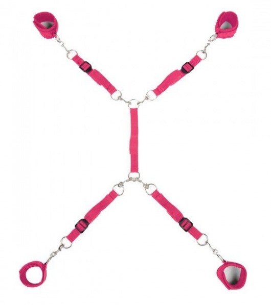 Ярко-розовый набор фиксаций на кровати Classic Bed Spreader - Lux Fetish - купить с доставкой в Костроме