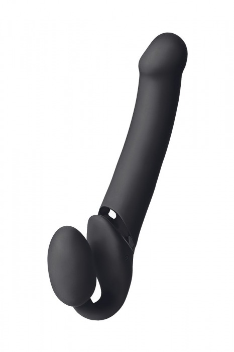 Черный безремневой вибрострапон Vibrating Bendable Strap-On L - Strap-on-me - купить с доставкой в Костроме