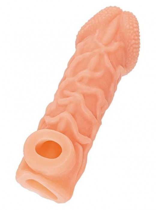 Телесная закрытая насадка с венками Cock Sleeve Size L - 17,6 см. - KOKOS - в Костроме купить с доставкой