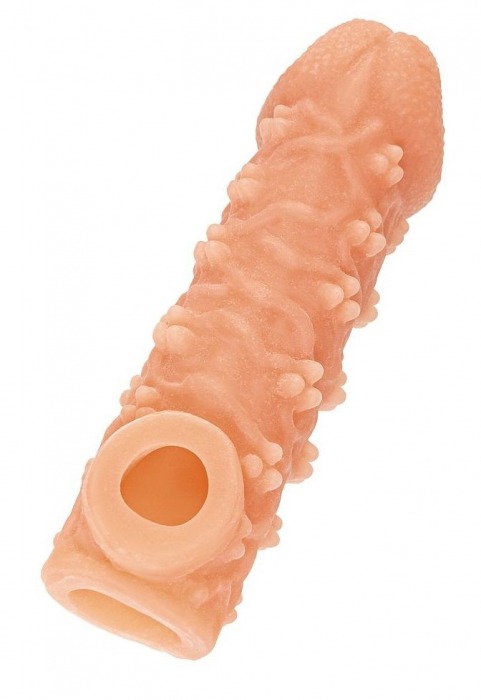 Телесная закрытая насадка с пучками шишечек Cock Sleeve Size L - 17,6 см. - KOKOS - в Костроме купить с доставкой