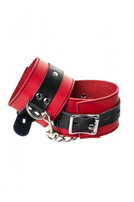 Красно-черные оковы на ноги из кожи - ToyFa - купить с доставкой в Костроме