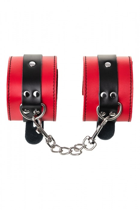 Красно-черные оковы на ноги из кожи - ToyFa - купить с доставкой в Костроме