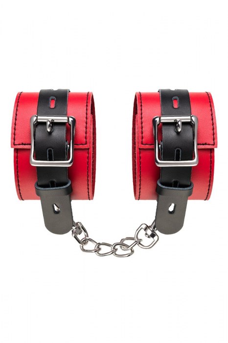 Красно-черные оковы на ноги из кожи - ToyFa - купить с доставкой в Костроме