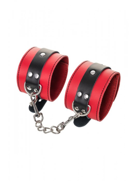 Красно-черные оковы на ноги из кожи - ToyFa - купить с доставкой в Костроме