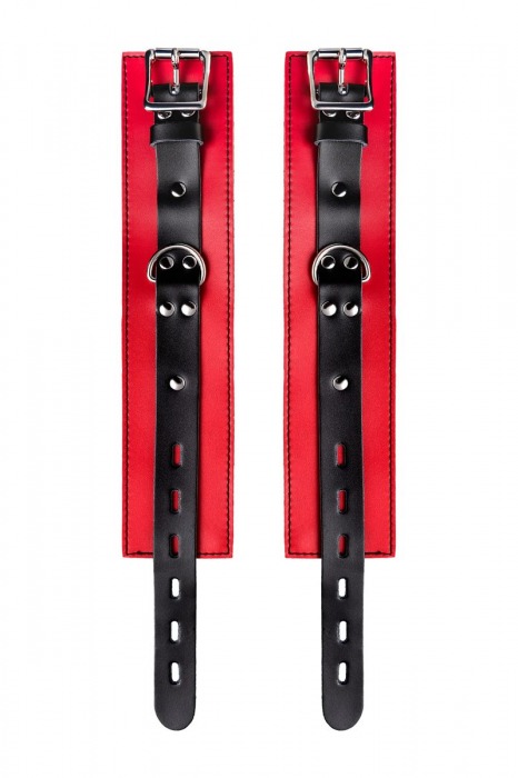 Красно-черные оковы на ноги из кожи - ToyFa - купить с доставкой в Костроме