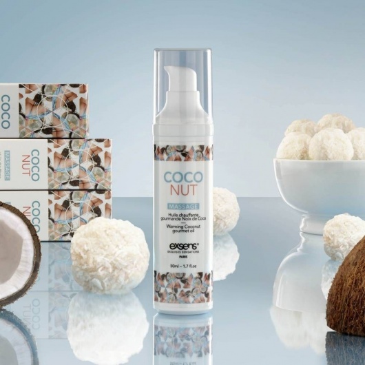 Разогревающее массажное масло с ароматом кокоса Gourmet Coconut - 50 мл. - Exsens - купить с доставкой в Костроме