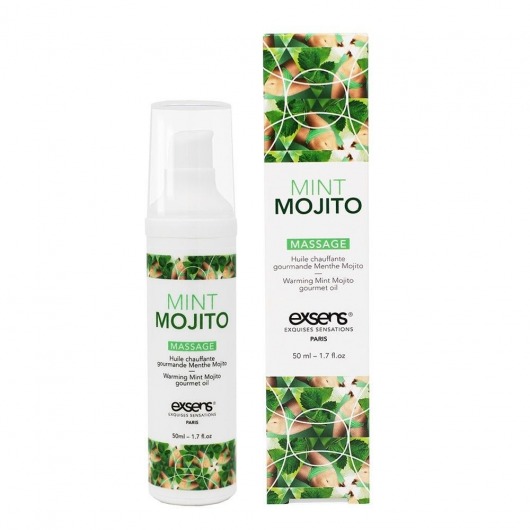 Разогревающее массажное масло с ароматом мохито Gourmet Mint Mojito - 50 мл. - Exsens - купить с доставкой в Костроме