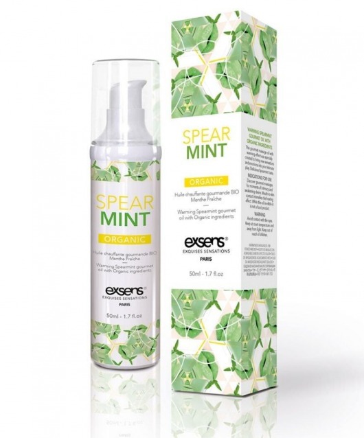 Разогревающее массажное масло Gourmet Spearmint Organic с органическими ингредиентами - 50 мл. - Exsens - купить с доставкой в Костроме