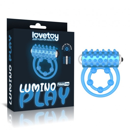 Голубое, светящееся в темноте виброкольцо Lumino Play Vibrating Penis Ring - Lovetoy - в Костроме купить с доставкой