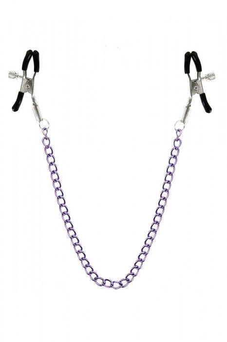 Зажимы для сосков с фиолетовой цепочкой Sweet Caress Nipple Chain - Sweet Caress - купить с доставкой в Костроме