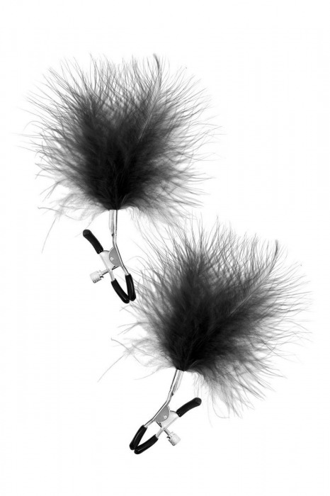 Зажимы на соски с черными пуховыми кисточками Sweet Caress Feather Nipple Clumps - Sweet Caress - купить с доставкой в Костроме