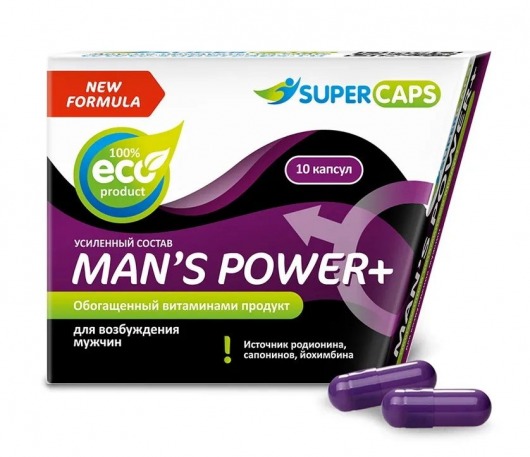 Возбуждающее средство для мужчин Mans Power plus - 10 капсул (0,35 гр.) +1 в подарок - SuperCaps - купить с доставкой в Костроме