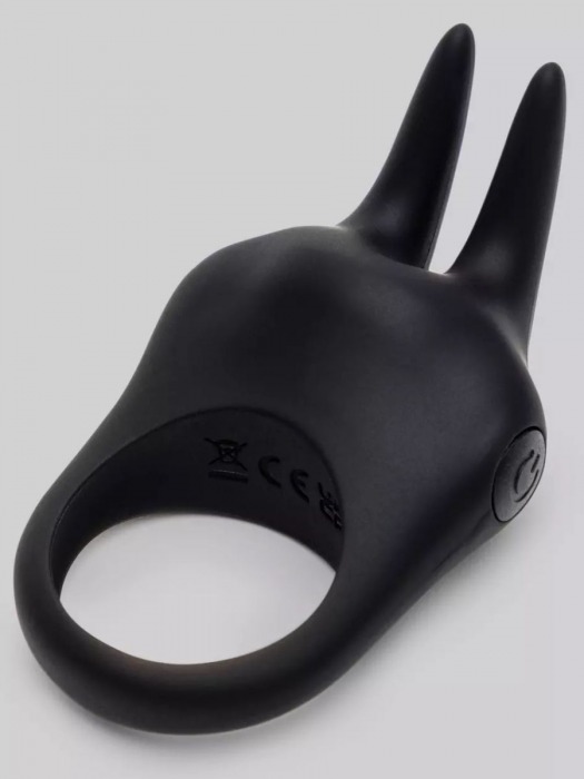 Черное эрекционное виброкольцо Sensation Rechargeable Vibrating Rabbit Love Ring - Fifty Shades of Grey - в Костроме купить с доставкой