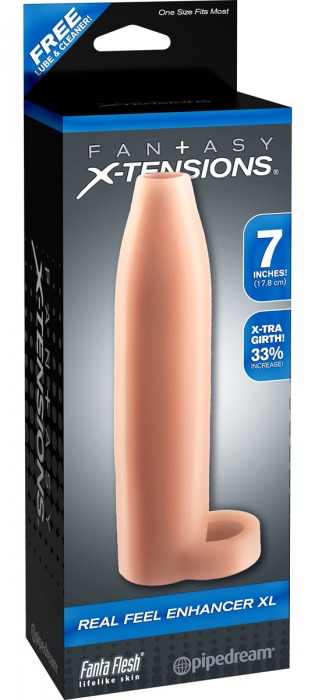 Телесная насадка Real Feel Enhancer XL - 17 см. - Pipedream - в Костроме купить с доставкой