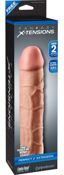 Телесная насадка Fantasy X-tensions Perfect 2  Extension - 20,3 см. - Pipedream - в Костроме купить с доставкой