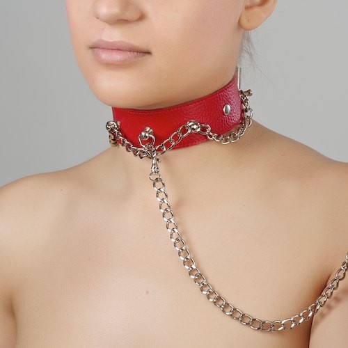 Красный ошейник из натуральной кожи - Sitabella - купить с доставкой в Костроме