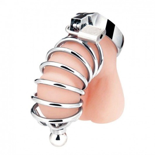 Серебристая клетка для члена Urethral Play Cage - BlueLine - купить с доставкой в Костроме