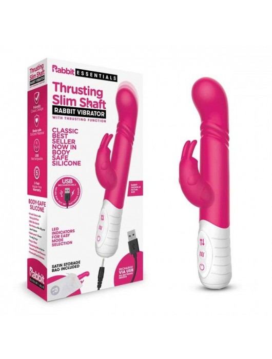 Розовый массажер для G-точки Slim Shaft thrusting G-spot Rabbit - 23 см. - Rabbit Essentials