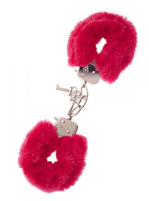 Металлические наручники с красной меховой опушкой METAL HANDCUFF WITH PLUSH RED - Dream Toys - купить с доставкой в Костроме