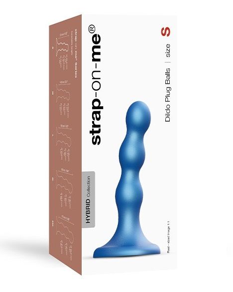 Голубая насадка Strap-On-Me Dildo Plug Balls size S - Strap-on-me - купить с доставкой в Костроме