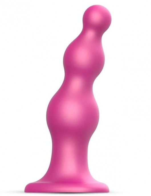 Розовая насадка Strap-On-Me Dildo Plug Beads size L - Strap-on-me - купить с доставкой в Костроме
