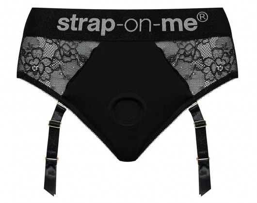 Черные трусики для насадок Diva Lingerie Harness - size S - Strap-on-me - купить с доставкой в Костроме