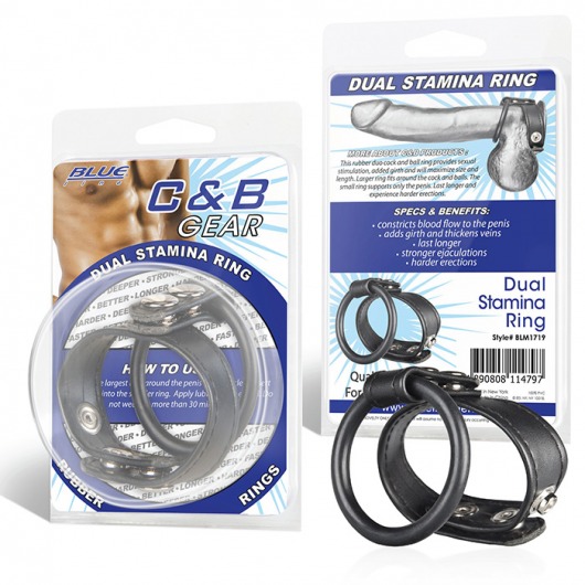 Двойное кольцо выносливости на пенис DUAL STAMINA RING - BlueLine - в Костроме купить с доставкой