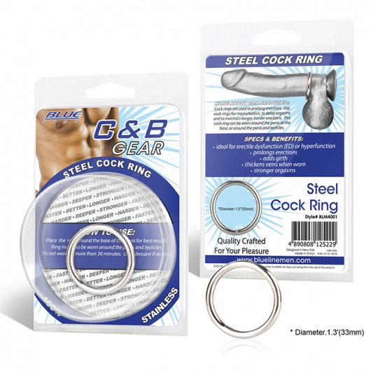Стальное эрекционное кольцо STEEL COCK RING - 3.5 см. - BlueLine - в Костроме купить с доставкой