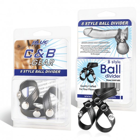 Разделитель мошонки из искусственной кожи на клепках 8 STYLE BALL DIVIDER - BlueLine - купить с доставкой в Костроме