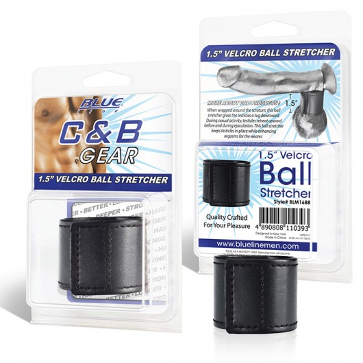 Хомут-утяжка для мошонки из искусственной кожи на липучке VELCRO BALL STRETCHER- 4 см. - BlueLine - в Костроме купить с доставкой