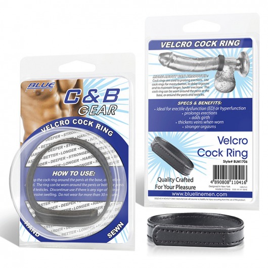 Кольцо на пенис из искусственной кожи на липучке VELCRO COCK RING - 5 см. - BlueLine - в Костроме купить с доставкой