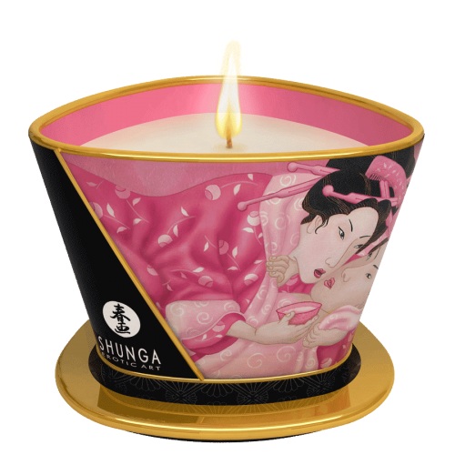 Массажная свеча Rose Petals с ароматом розы - 170 мл. - Shunga - купить с доставкой в Костроме