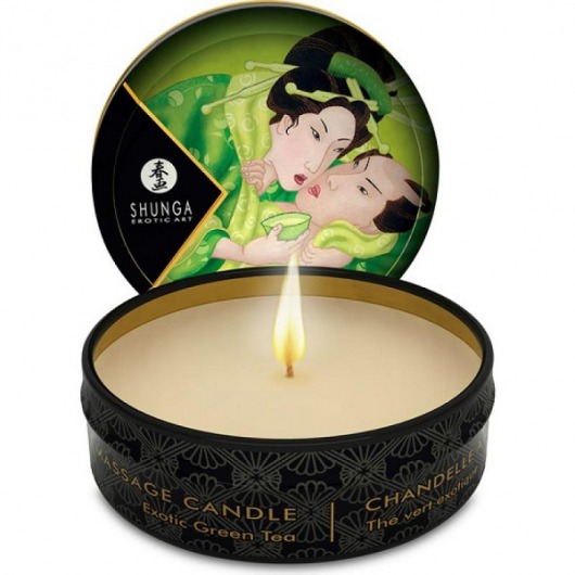 Массажная свеча Exotic Green Tea с ароматом зелёного чая - 30 мл. - Shunga - купить с доставкой в Костроме