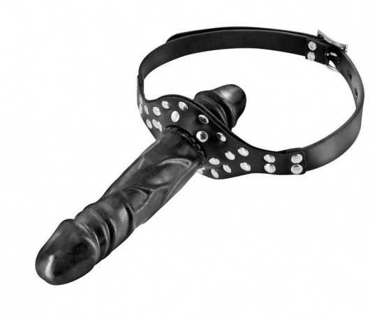 Черный кляп-фаллоимитатор Double Penis Gag - Fetish Tentation - купить с доставкой в Костроме