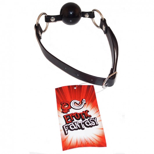 Силиконовый черный кляп-шарик на ремне Black Ballgag - Erotic Fantasy - купить с доставкой в Костроме