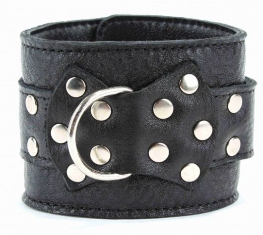 Чёрные наручники  из кожи с пряжкой - БДСМ Арсенал - купить с доставкой в Костроме