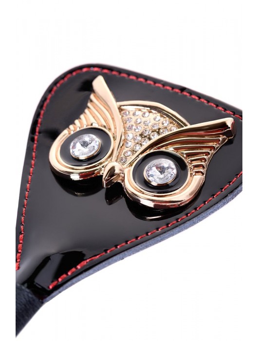 Чёрный стек с совой на кожаном наконечнике - 24 см. - ToyFa - купить с доставкой в Костроме