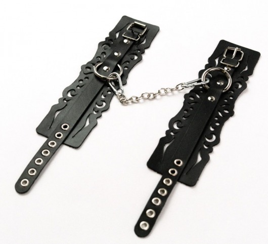 Узорчатые кожаные оковы с регулируемыми ремешками - Crazy Handmade - купить с доставкой в Костроме