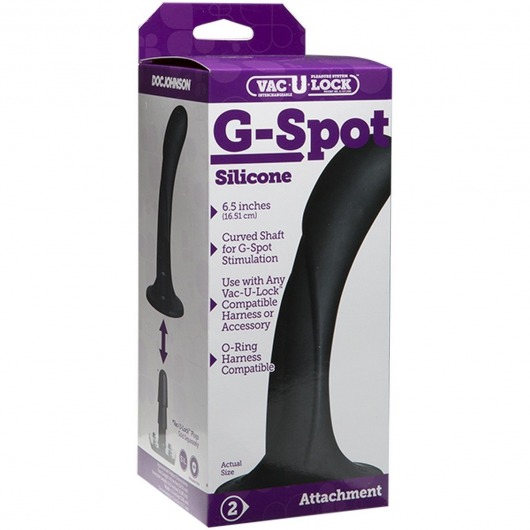 Черная изогнутая насадка Vac-U-Lock G-Spot - 16,5 см. - Doc Johnson - купить с доставкой в Костроме