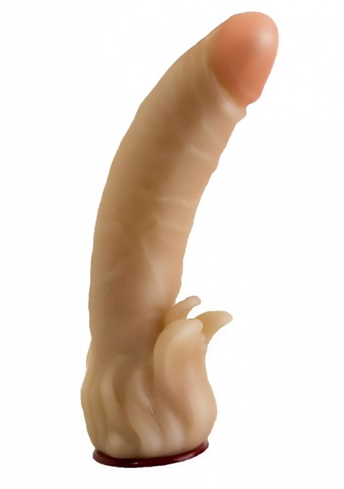 Телесная гелевая насадка-фаллос с клиторальными лепестками - 18,5 см. - LOVETOY (А-Полимер) - купить с доставкой в Костроме
