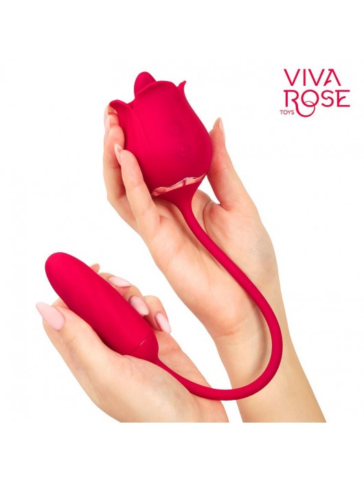 Малиновый двойной вибростимулятор с язычком - Bior toys