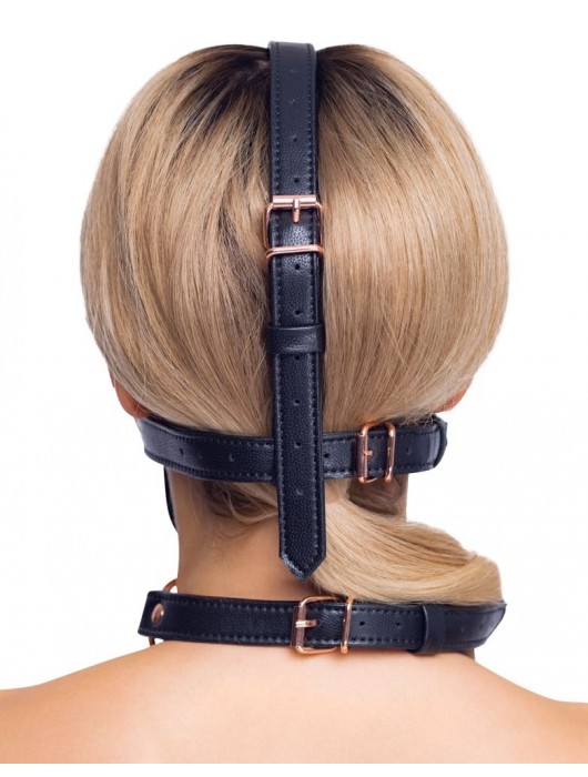 Черный намордник с кляпом-шаром Head Harness With A Gag - Orion - купить с доставкой в Костроме